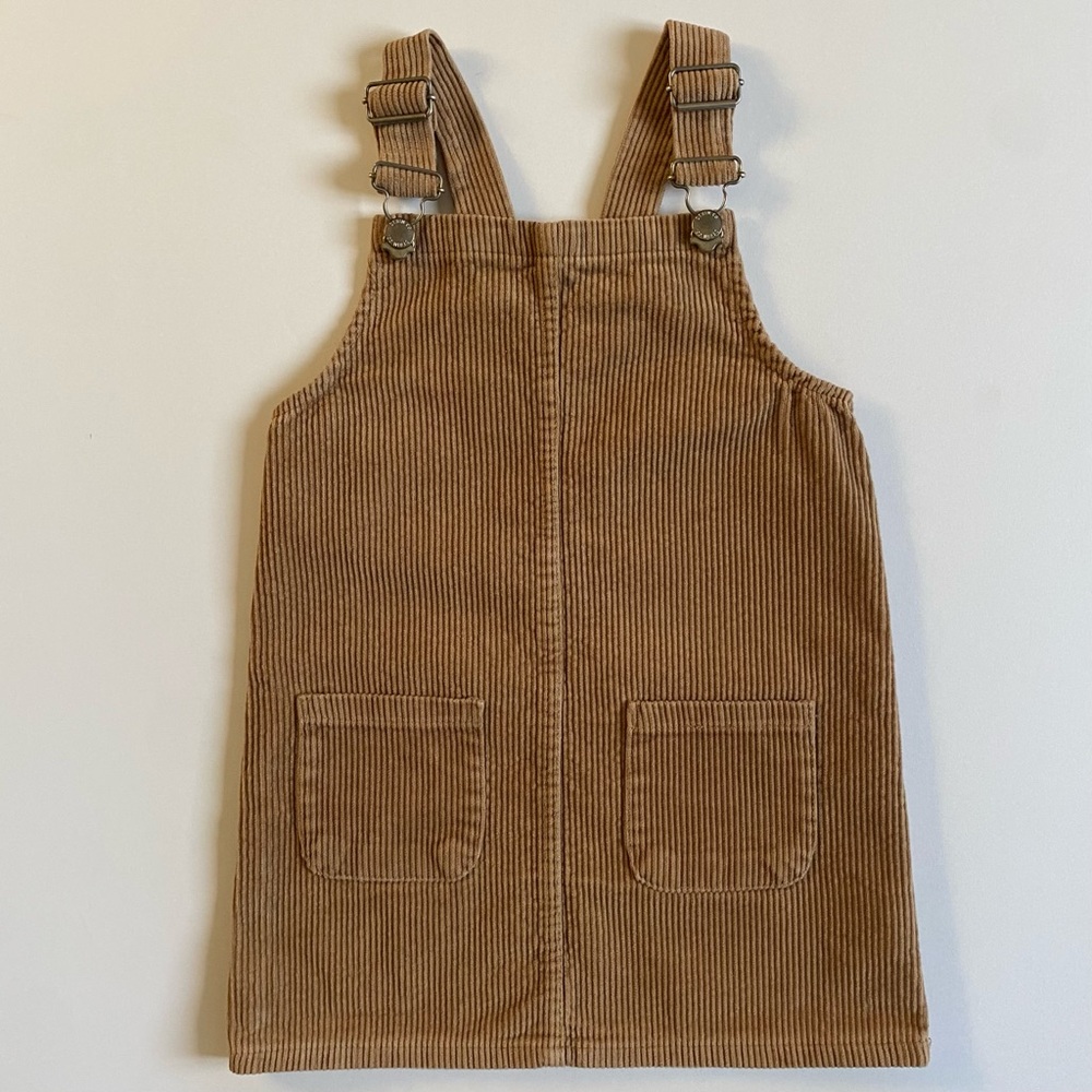 Denim Co Corduroy Jumper Dress Size 4 5 110 Beige Tan Wide Whale Buckles Adjusta